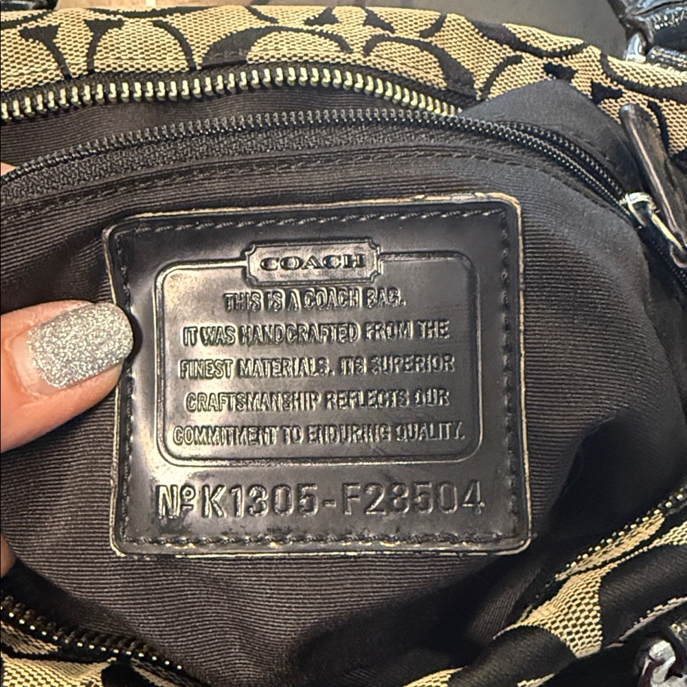 COACH VINTAGE Y2K MONOGRAM Black and GREY Signature SMALL Tote - Picture 6 of 14